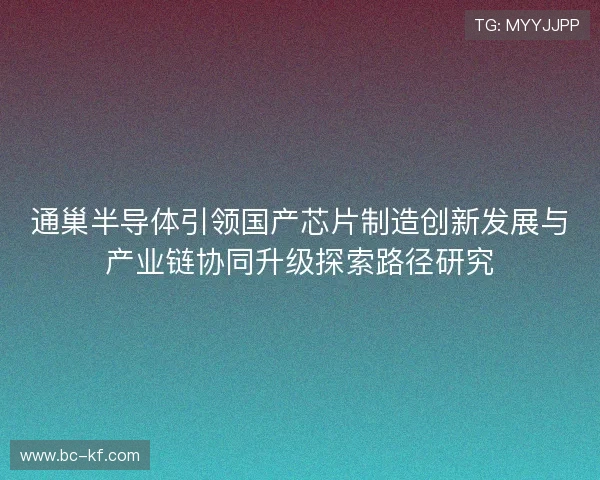 通巢半导体引领国产芯片制造创新发展与产业链协同升级探索路径研究 通巢半导体引领国产芯片制造创新发展与产业链协同升级探索路径研究